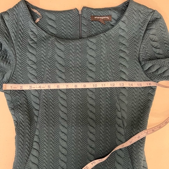 Sharagano Teal Cable Scuba Dress Size 8 - Picture 5 of 9